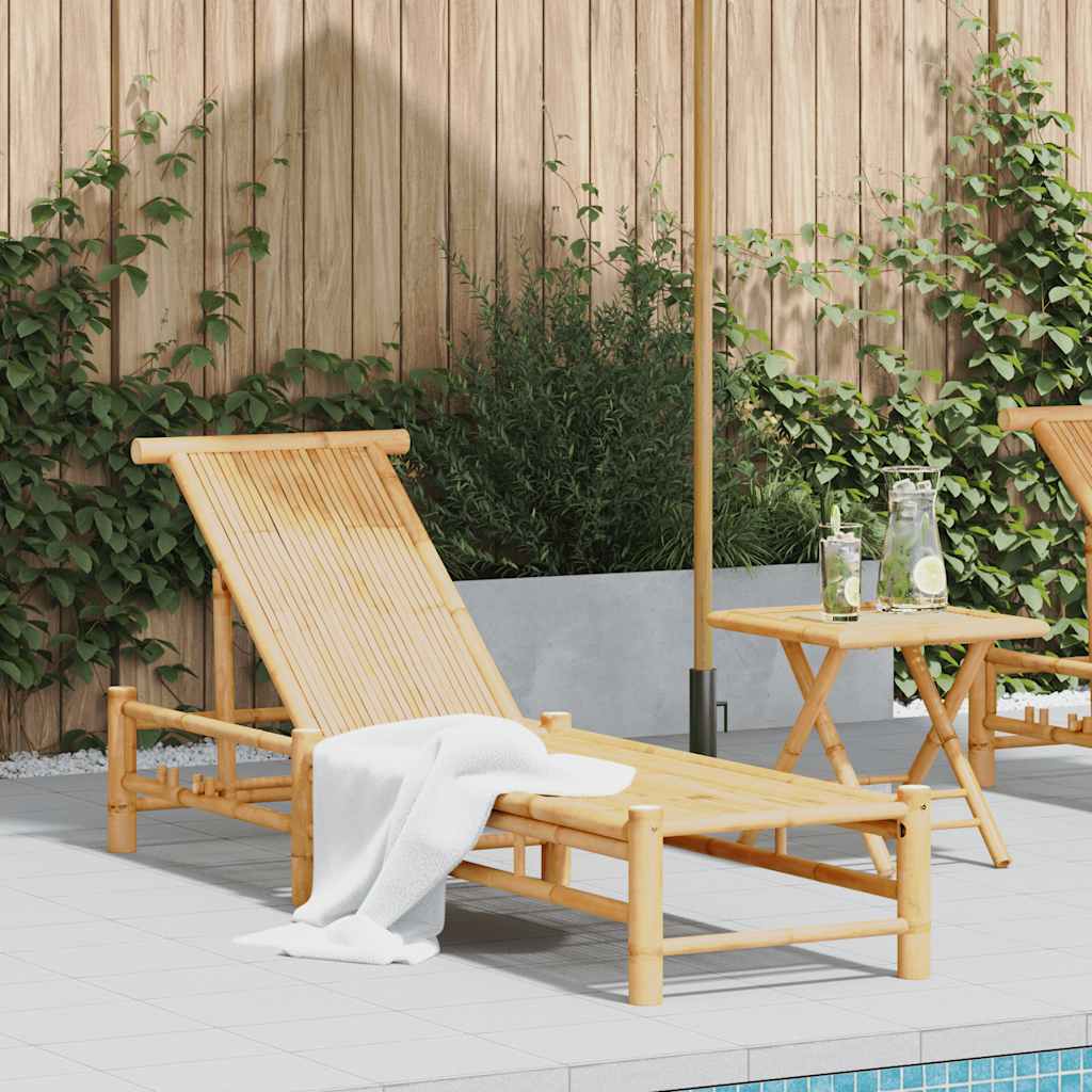 Sun Lounger With Cushions 55X199X30 Cm Bamboo