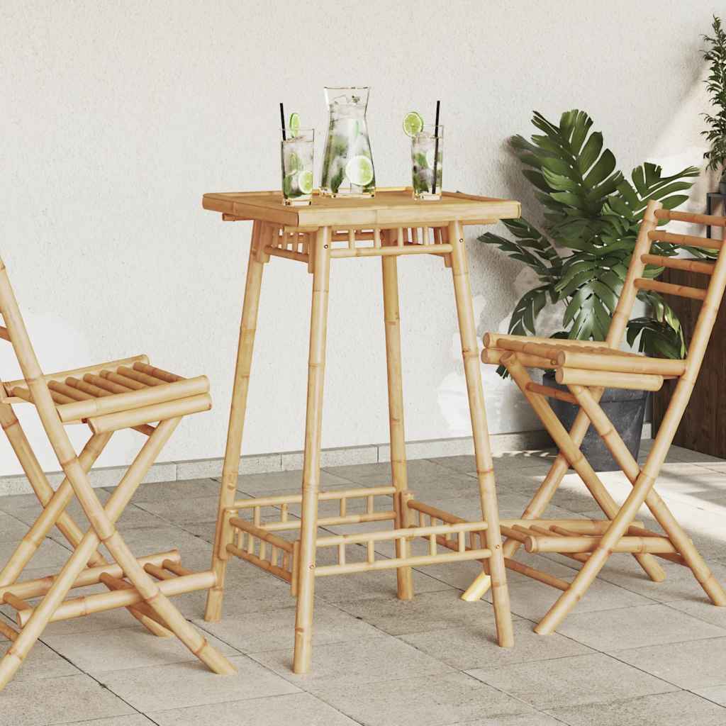 3 Piece Outdoor Bar Set Foldable Bamboo