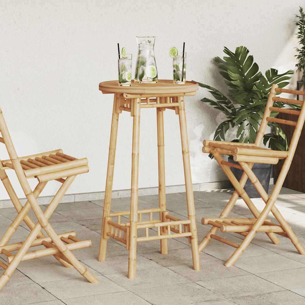 3 Piece Outdoor Bar Set Foldable Bamboo