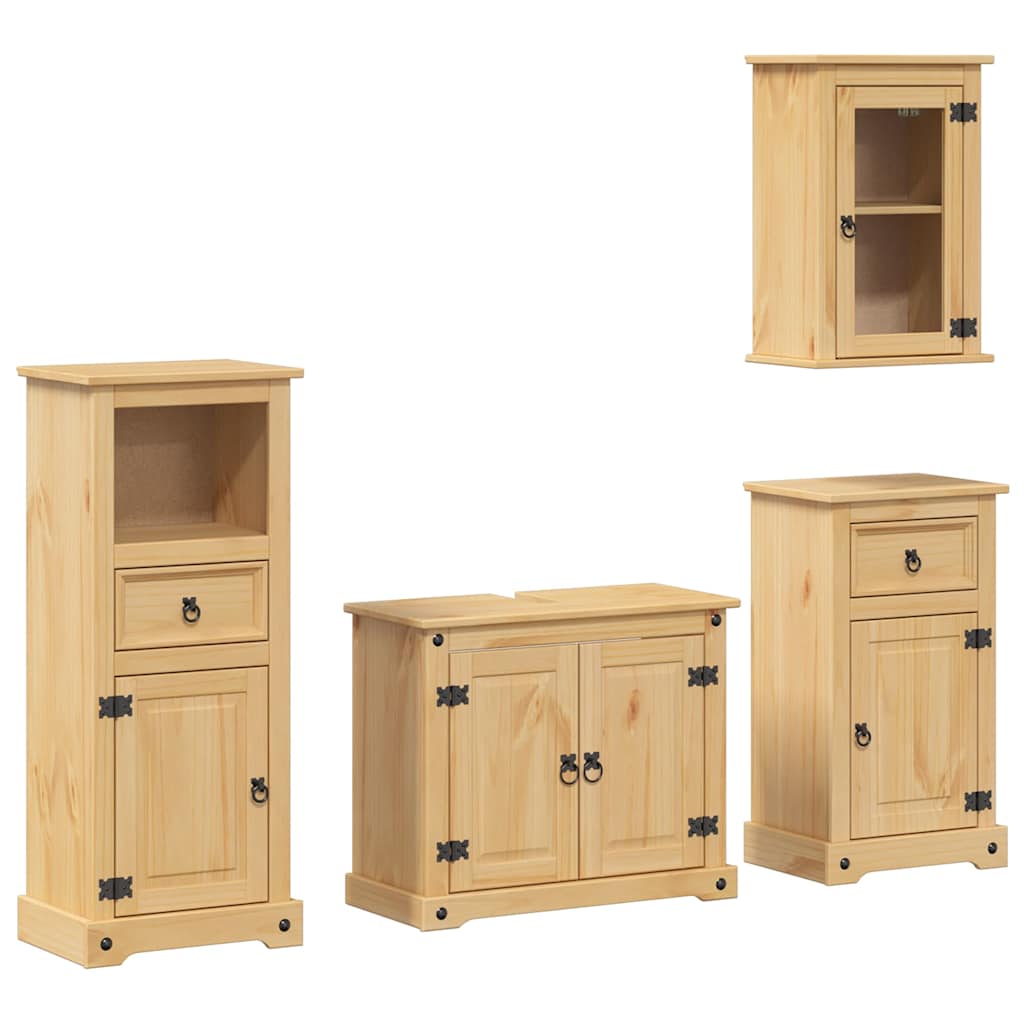 4 Piece Bathroom Furniture Set Corona Solid Wood Pine