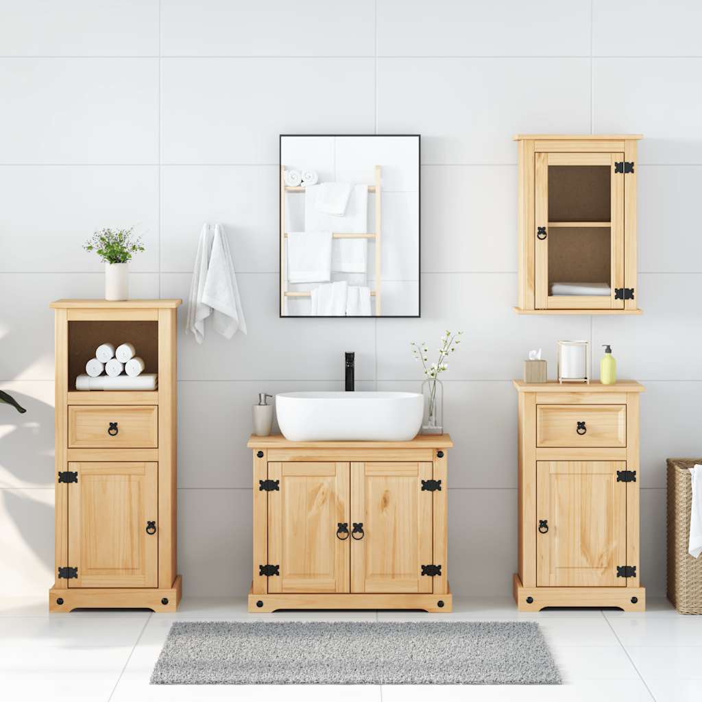 4 Piece Bathroom Furniture Set Corona Solid Wood Pine