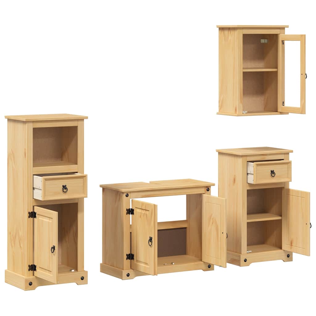 4 Piece Bathroom Furniture Set Corona Solid Wood Pine