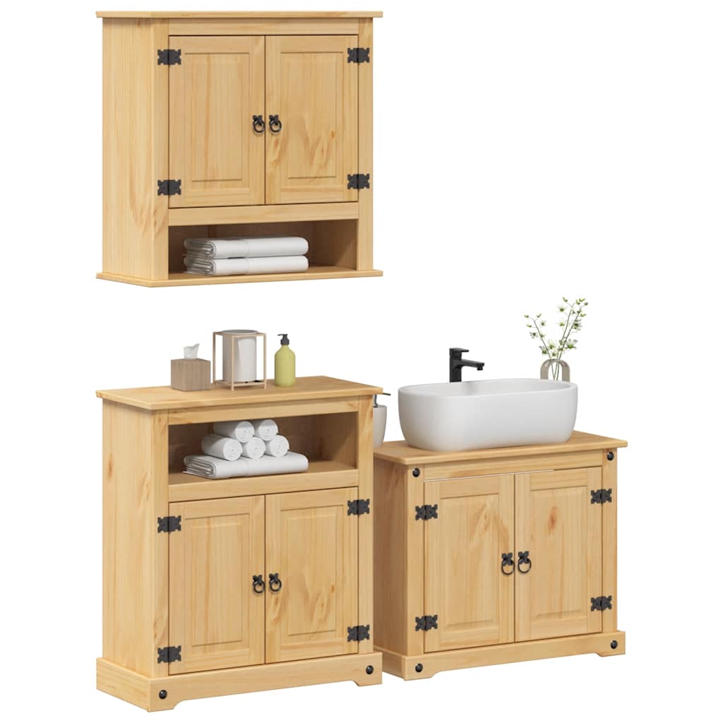 2 Piece Bathroom Furniture Set Corona Solid Wood Pine