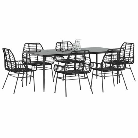 3 Piece Garden Dining Set Poly Rattan Glass Black