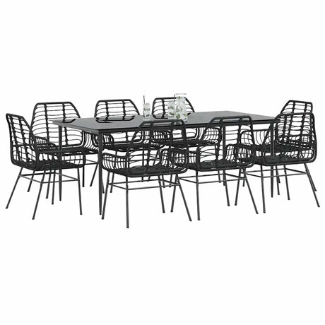 3 Piece Garden Dining Set Poly Rattan Glass Black