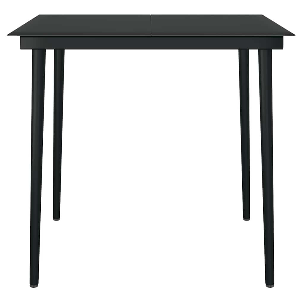 3 Piece Garden Dining Set Poly Rattan Glass Black