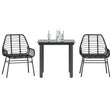 9 Piece Garden Dining Set Poly Rattan Glass