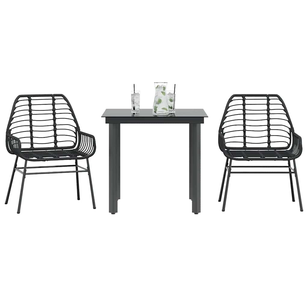 9 Piece Garden Dining Set Poly Rattan Glass
