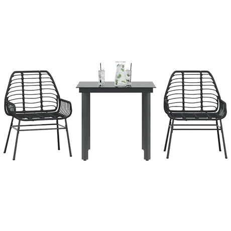 9 Piece Garden Dining Set Poly Rattan Glass