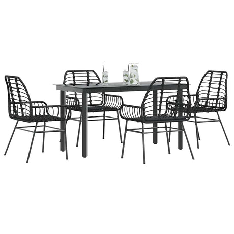 9 Piece Garden Dining Set Poly Rattan Glass