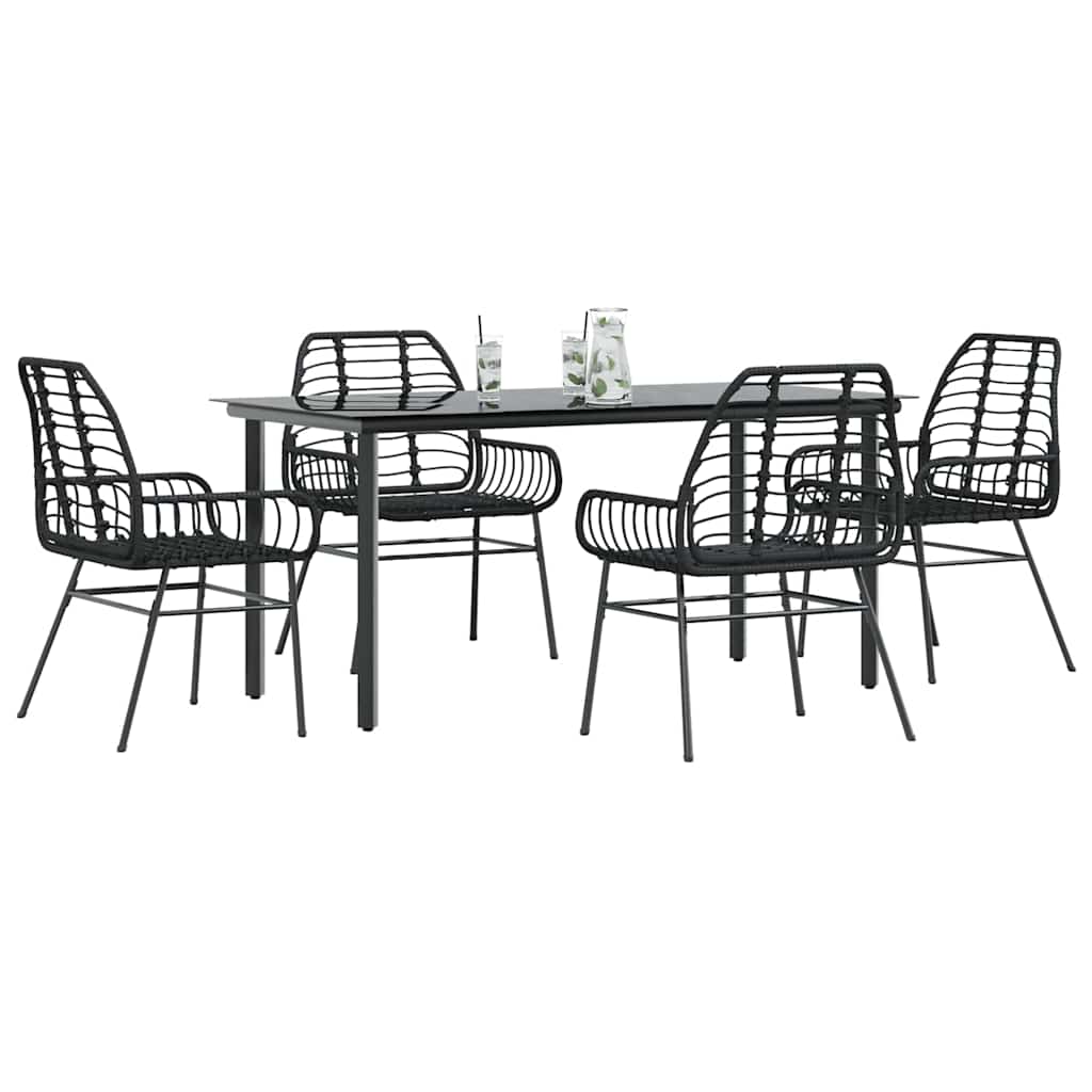 9 Piece Garden Dining Set Poly Rattan Glass