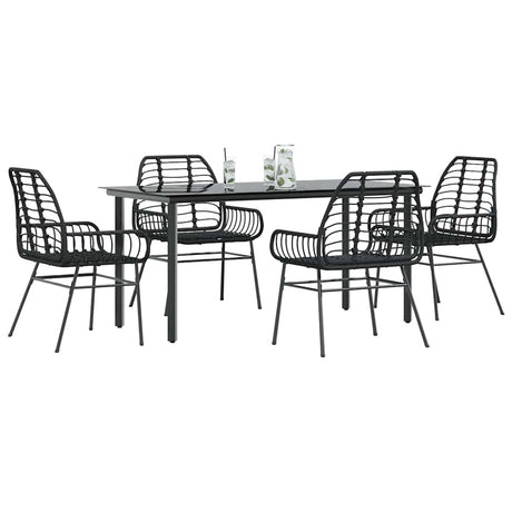 9 Piece Garden Dining Set Poly Rattan Glass