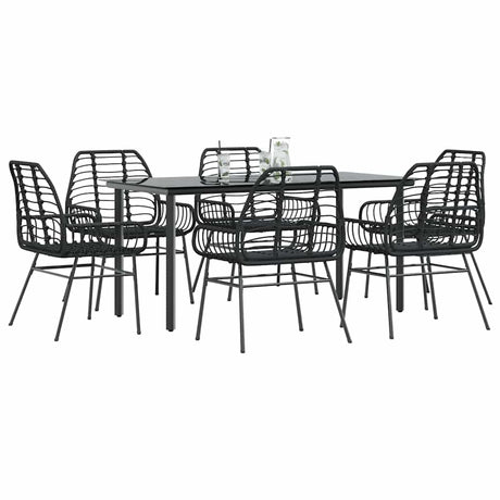 9 Piece Garden Dining Set Poly Rattan Glass