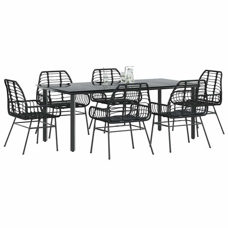 9 Piece Garden Dining Set Poly Rattan Glass