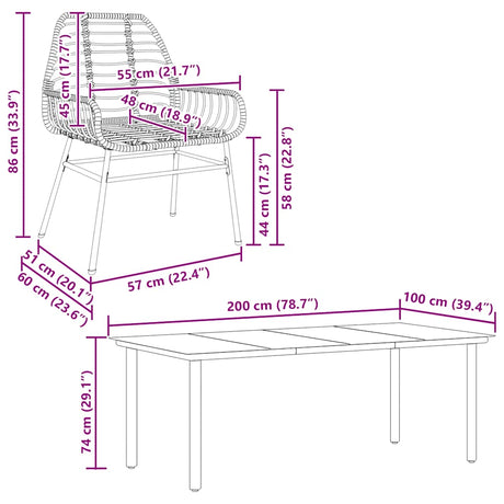9 Piece Garden Dining Set Poly Rattan Glass