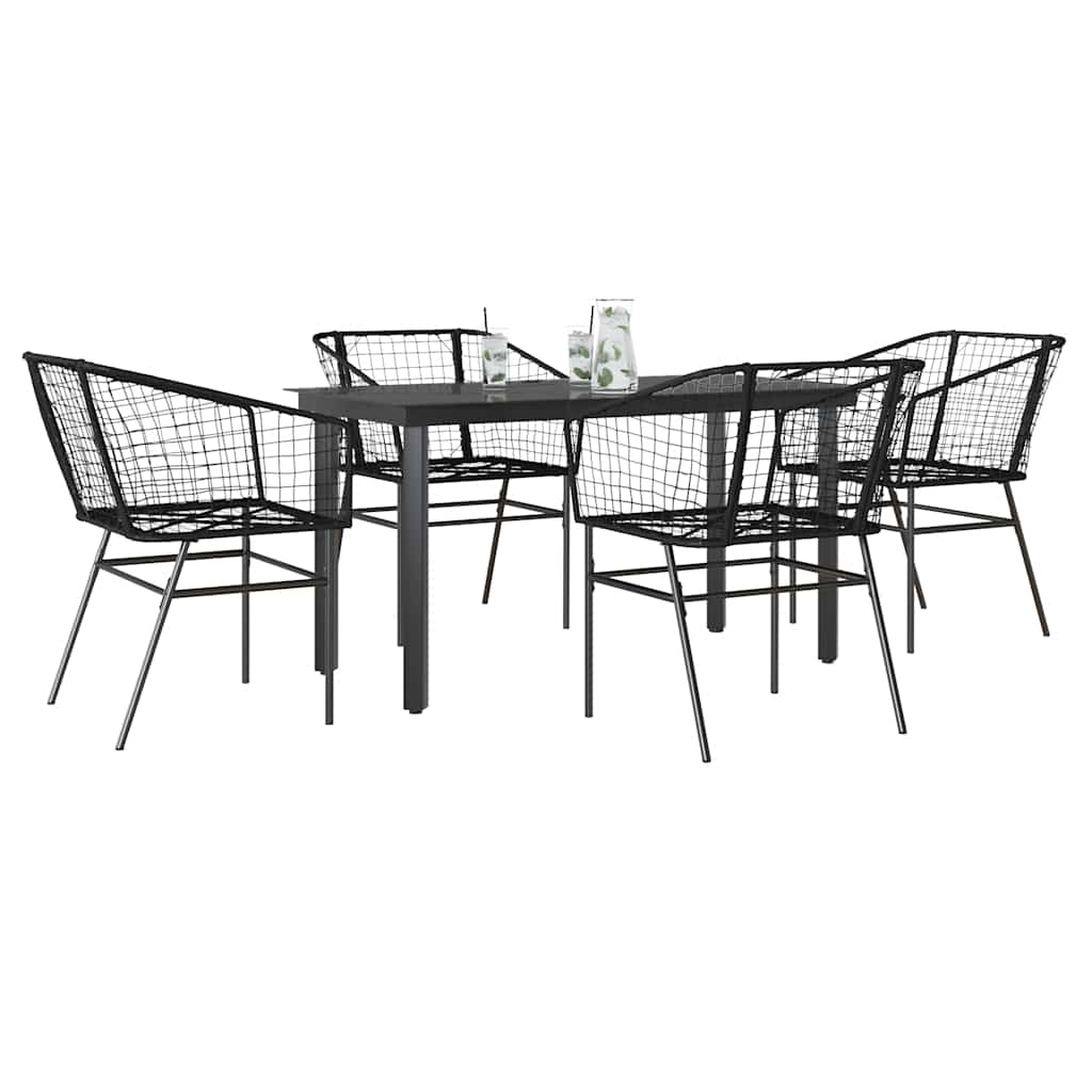9 Piece Garden Dining Set Poly Rattan Glass
