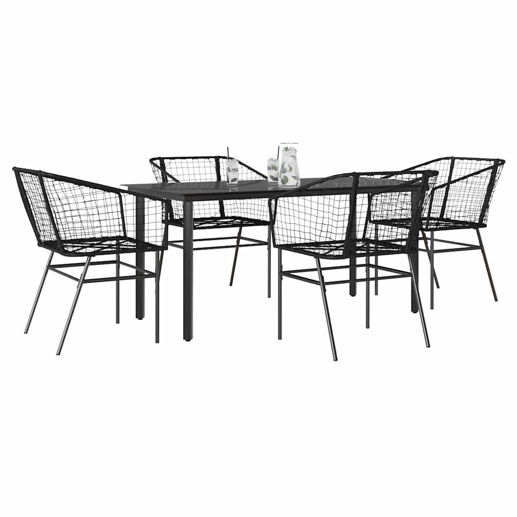 9 Piece Garden Dining Set Poly Rattan Glass