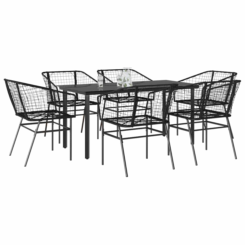 9 Piece Garden Dining Set Poly Rattan Glass