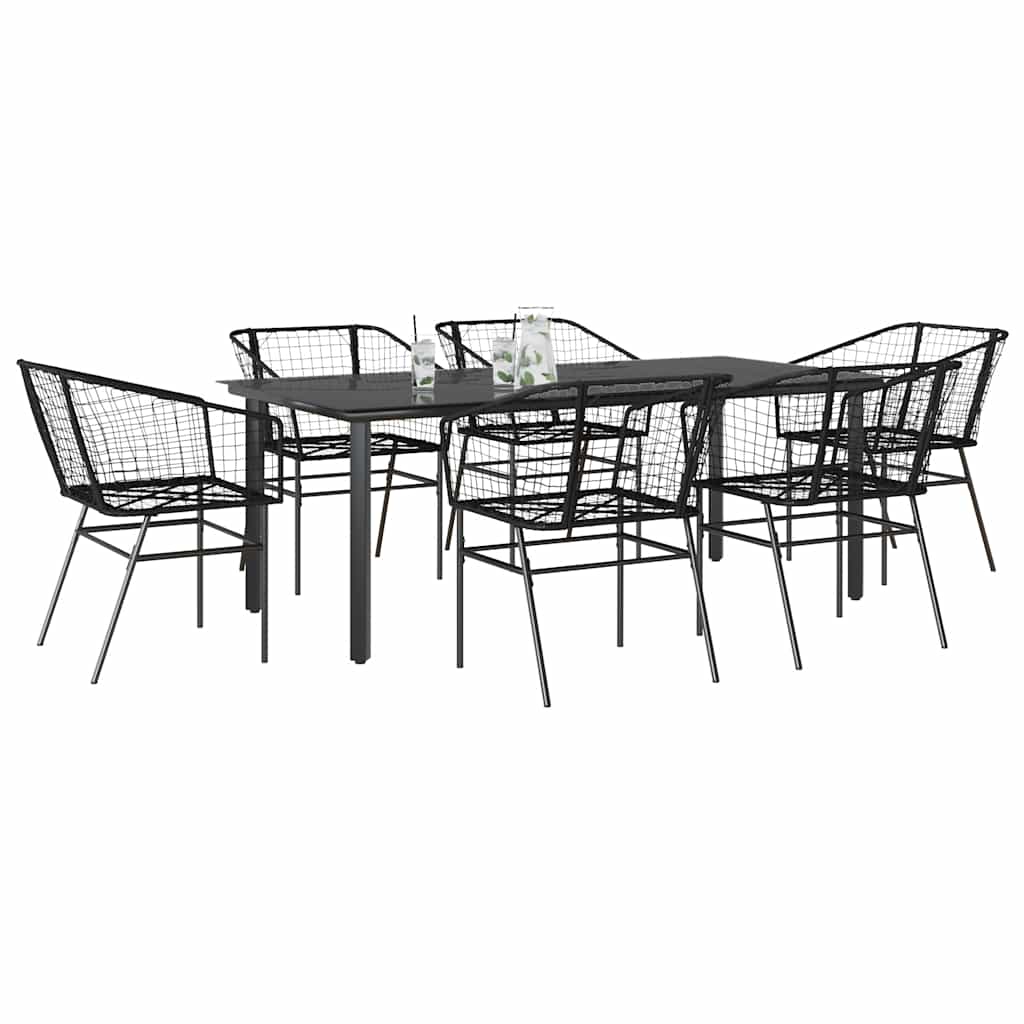 9 Piece Garden Dining Set Poly Rattan Glass