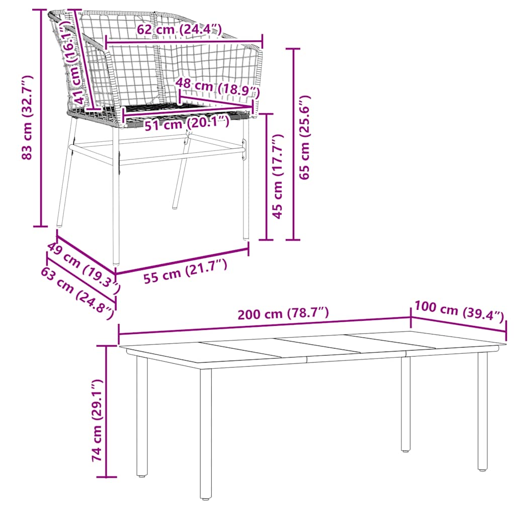 9 Piece Garden Dining Set Poly Rattan Glass