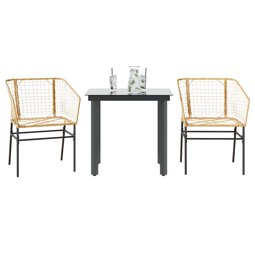 9 Piece Garden Dining Set Poly Rattan Glass