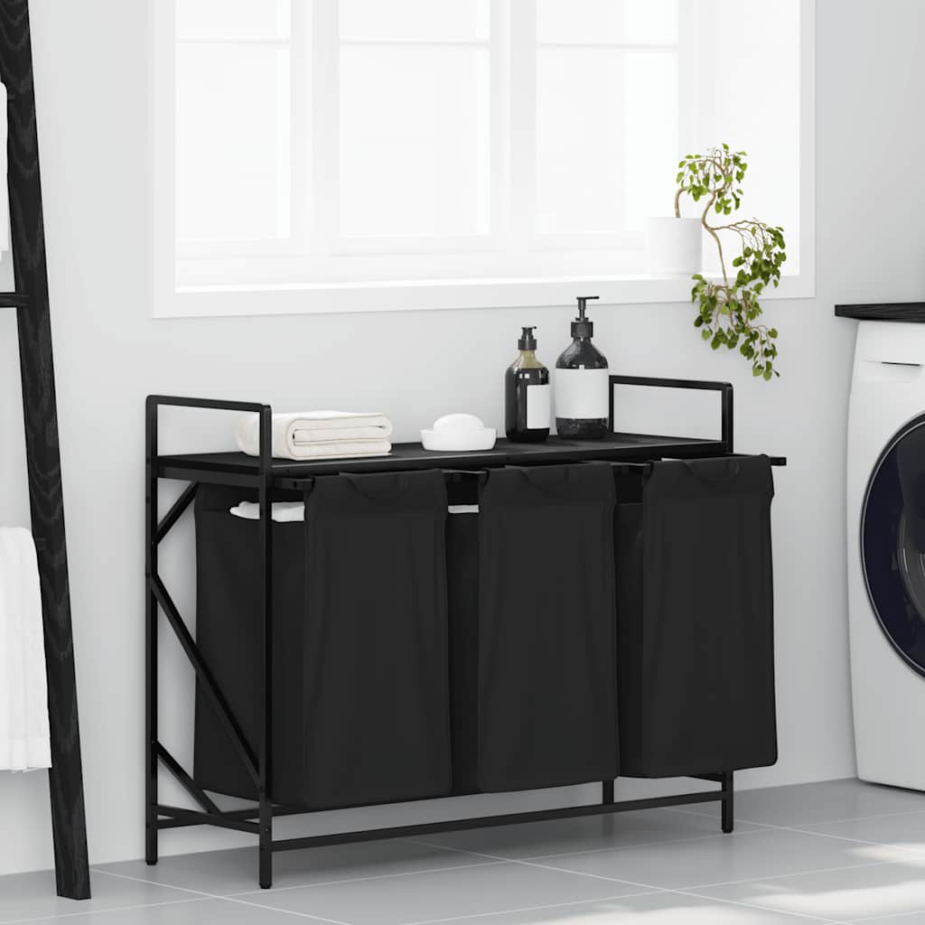 Laundry Basket 3 Compartments With Shelf