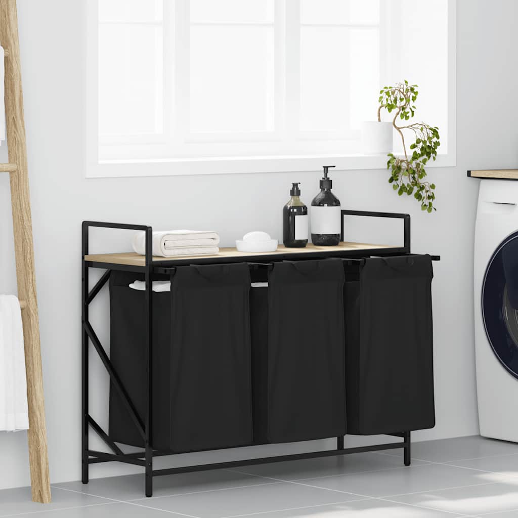 Laundry Basket 3 Compartments With Shelf