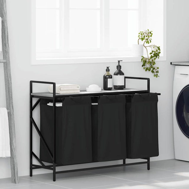 Laundry Basket 3 Compartments With Shelf