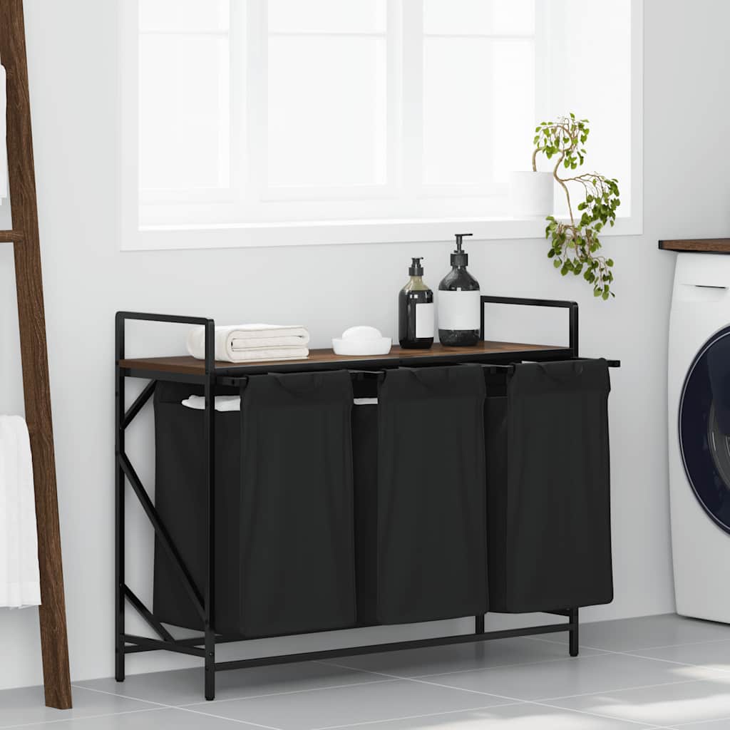 Laundry Basket 3 Compartments With Shelf