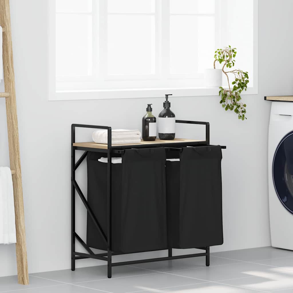 Laundry Basket 3 Compartments With Shelf