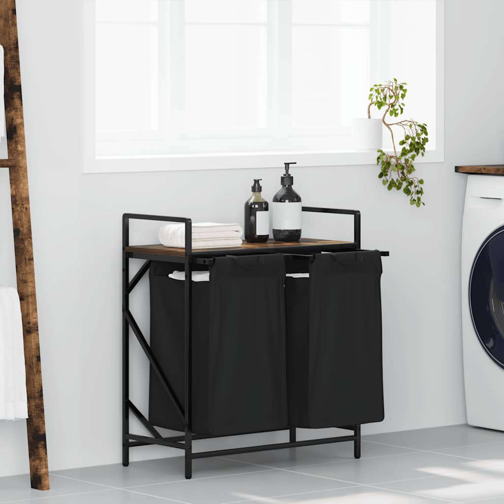 Laundry Basket 3 Compartments With Shelf
