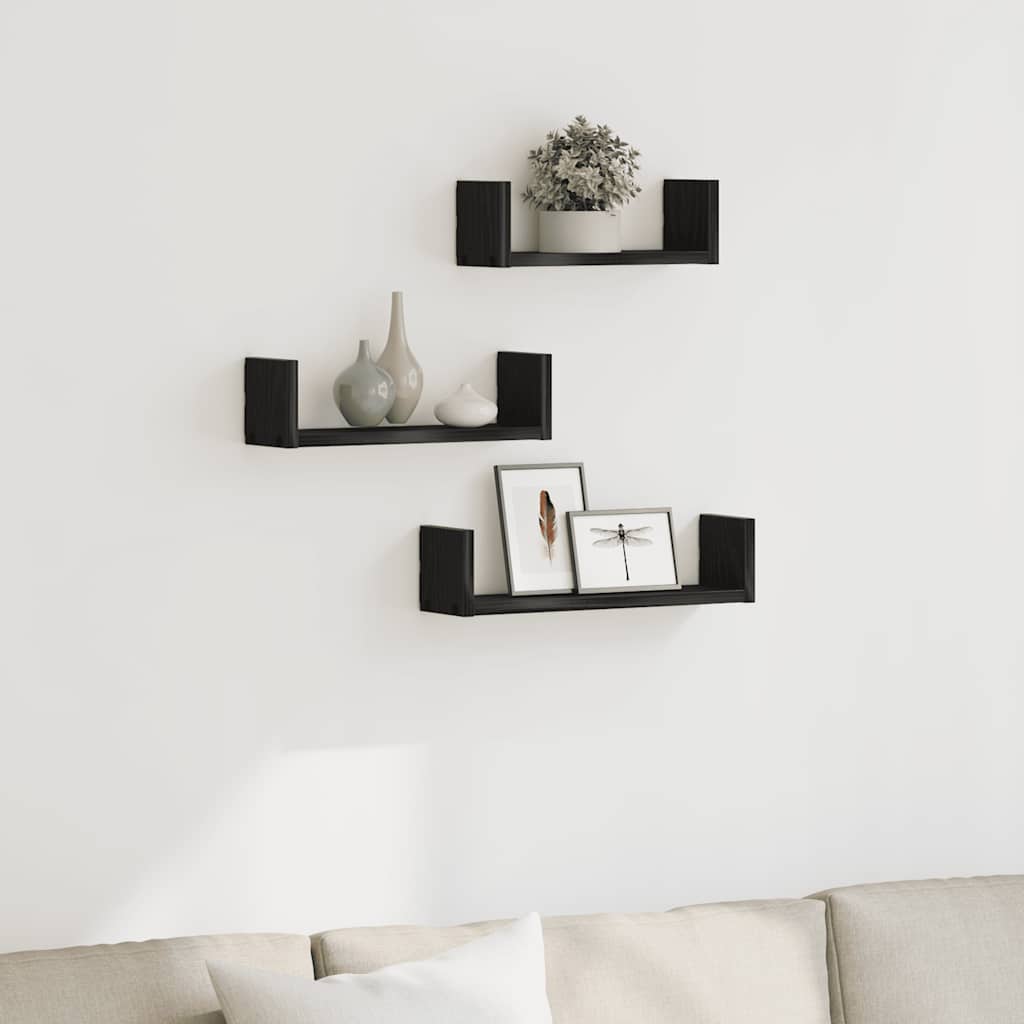 Wall Display Shelves 3 Pcs Engineered Wood