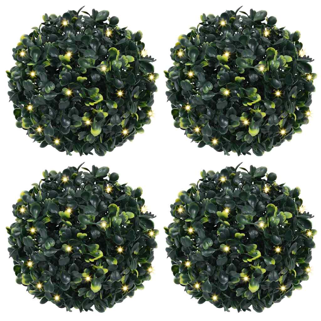 Artificial Boxwood Balls With Led Lights 2 Pcs Green