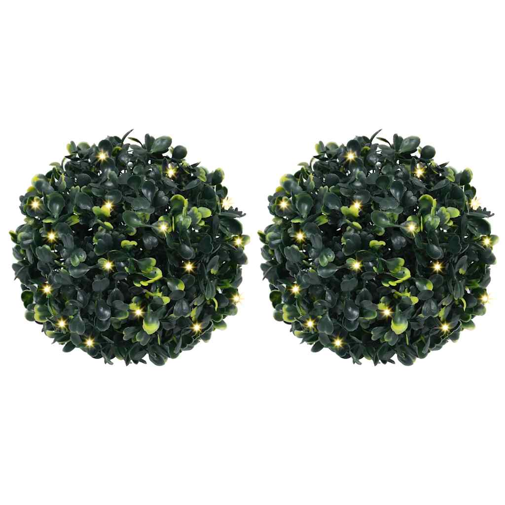 Artificial Boxwood Balls With Led Lights 2 Pcs Green