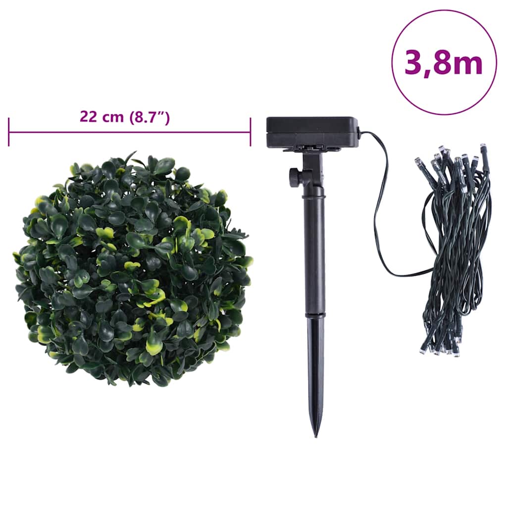 Artificial Boxwood Balls With Led Lights 2 Pcs Green