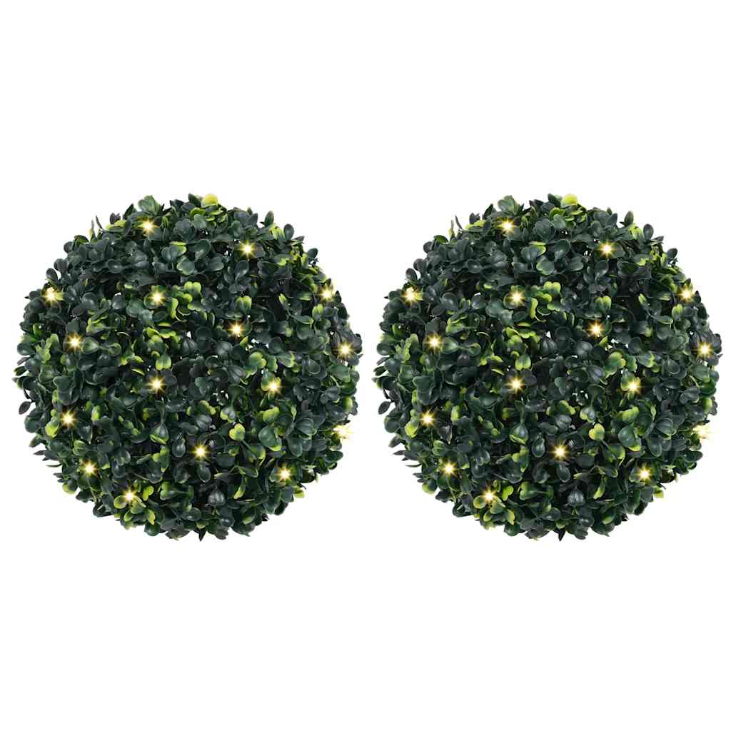 Artificial Boxwood Balls With Led Lights 2 Pcs Green