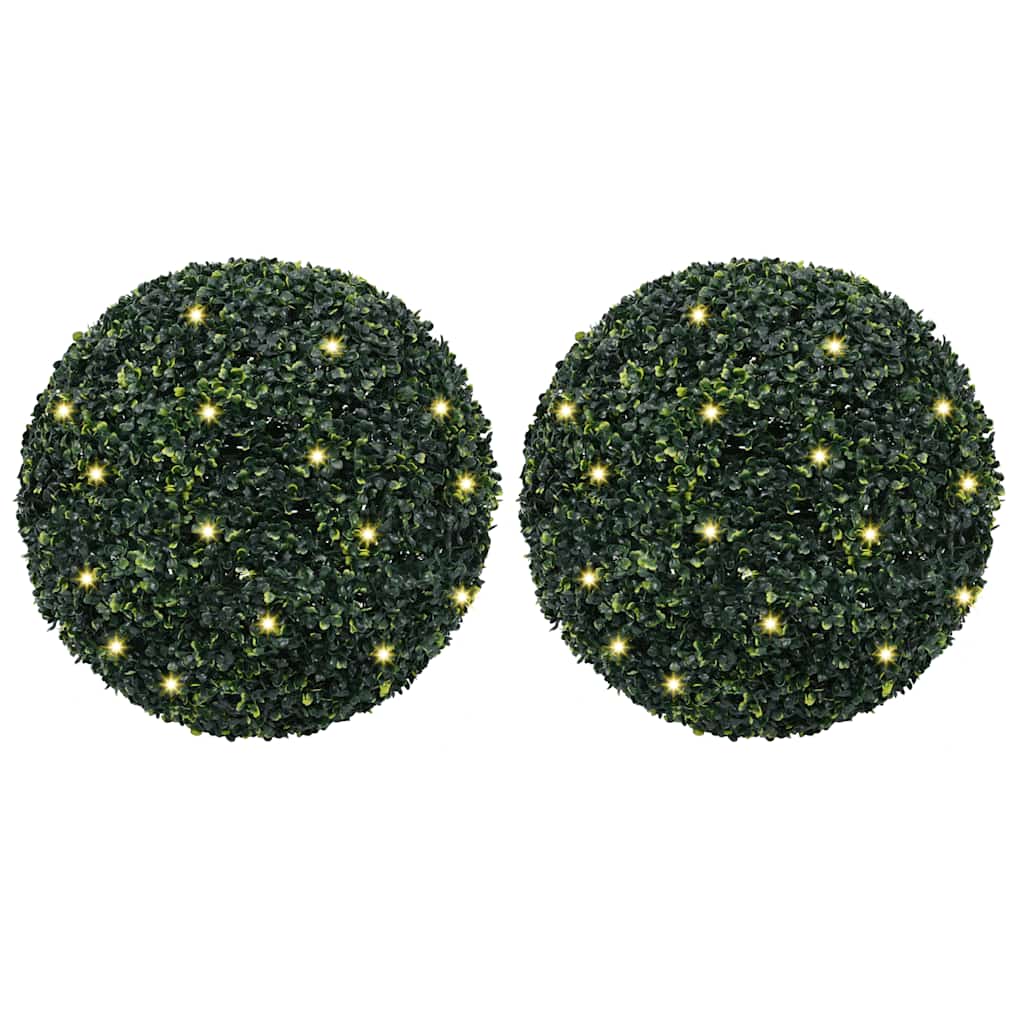 Artificial Boxwood Balls With Led Lights 2 Pcs Green
