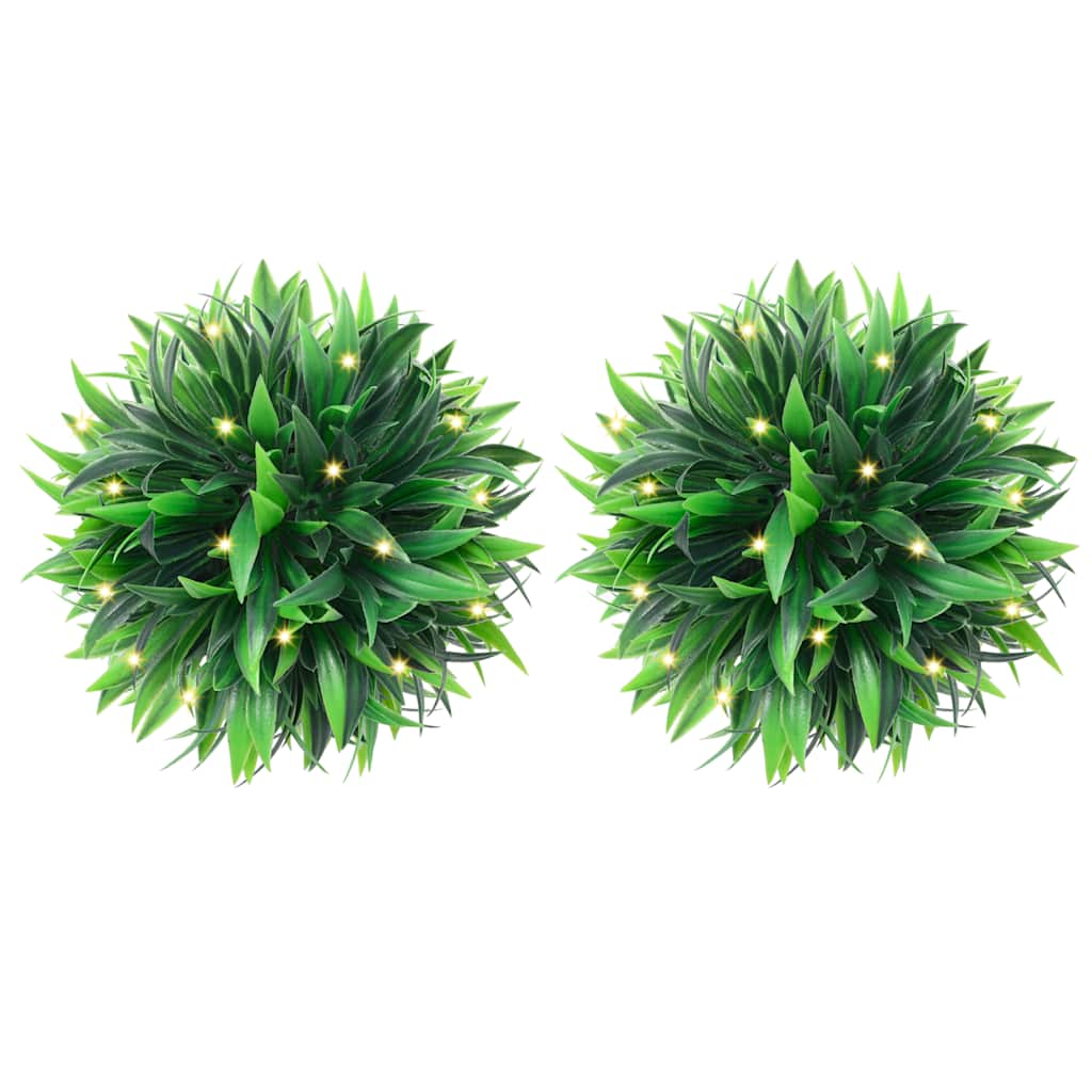 Artificial Boxwood Balls With Led Lights 2 Pcs Green