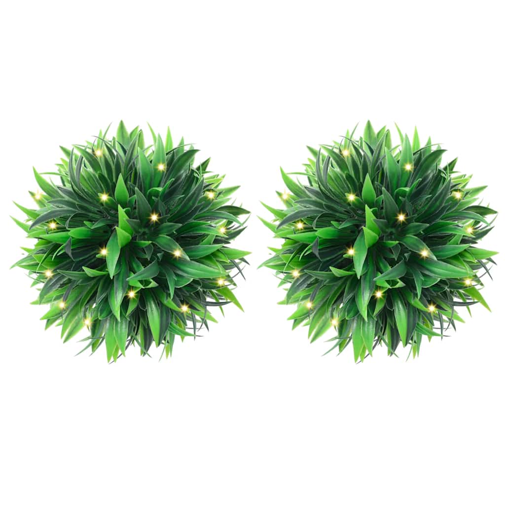 Artificial Boxwood Balls With Led Lights 2 Pcs Green