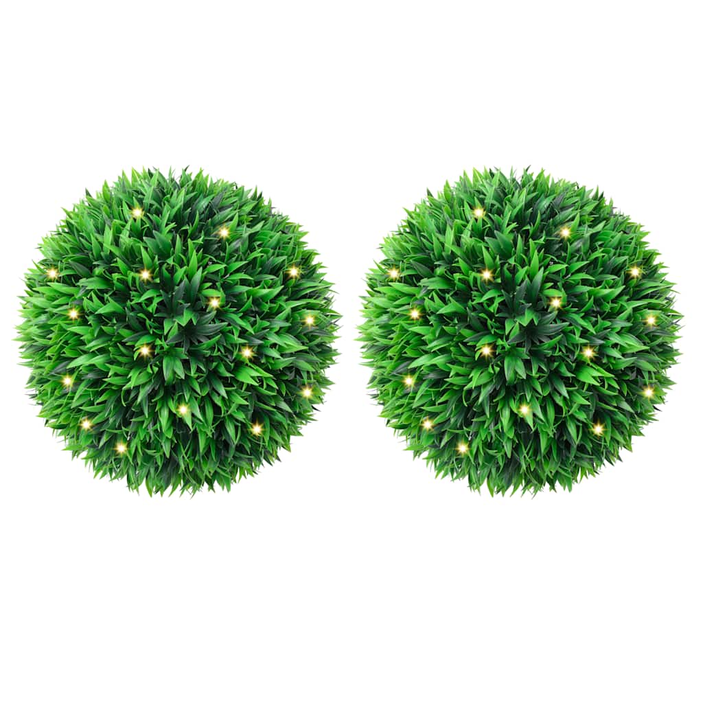 Artificial Boxwood Balls With Led Lights 2 Pcs Green