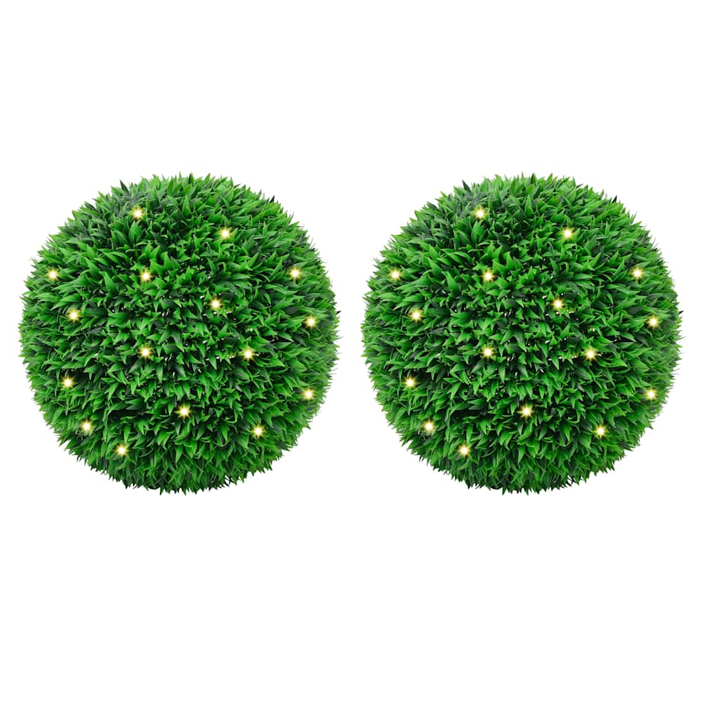 Artificial Boxwood Balls With Led Lights 2 Pcs Green