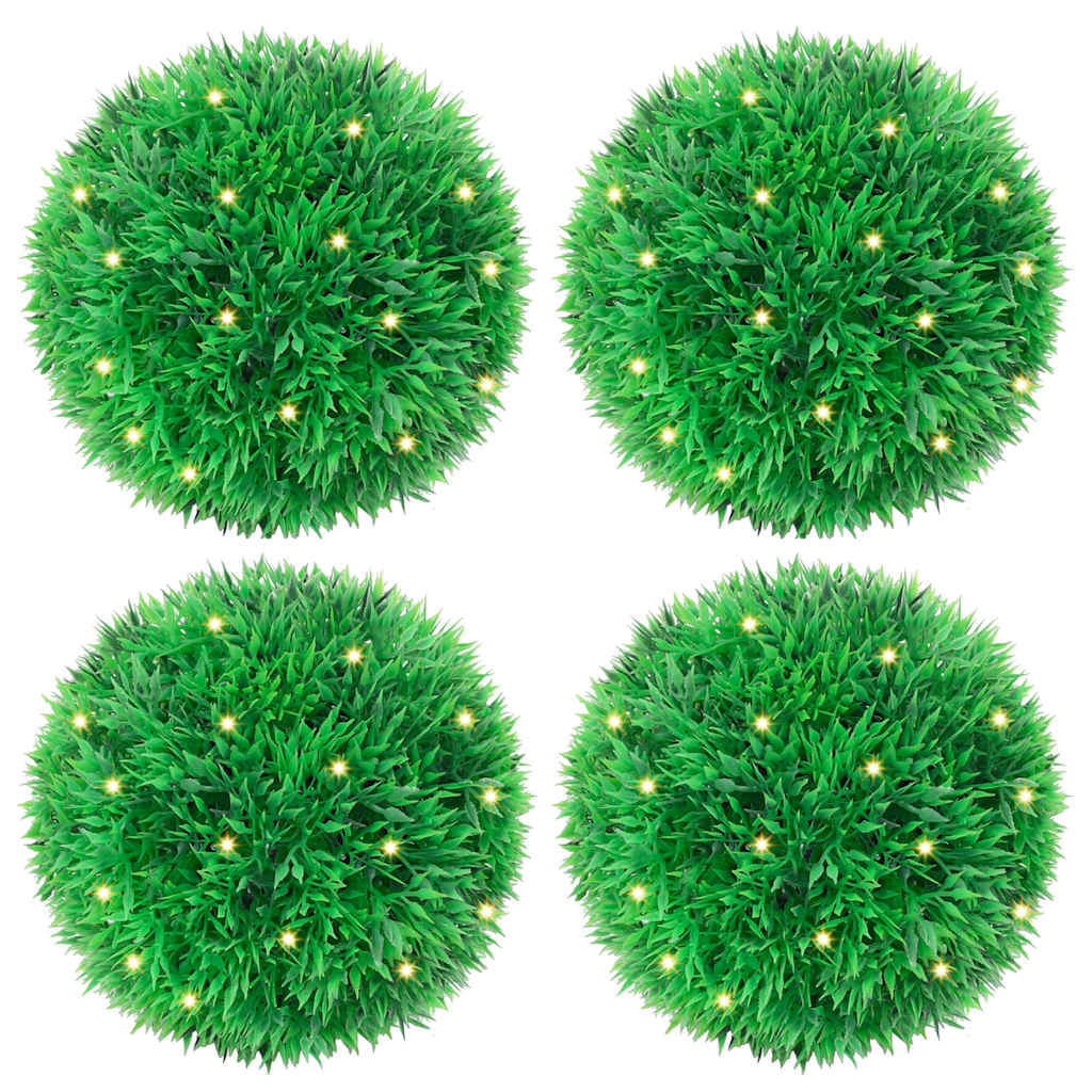 Artificial Boxwood Balls With Led Lights 4 Pcs Green