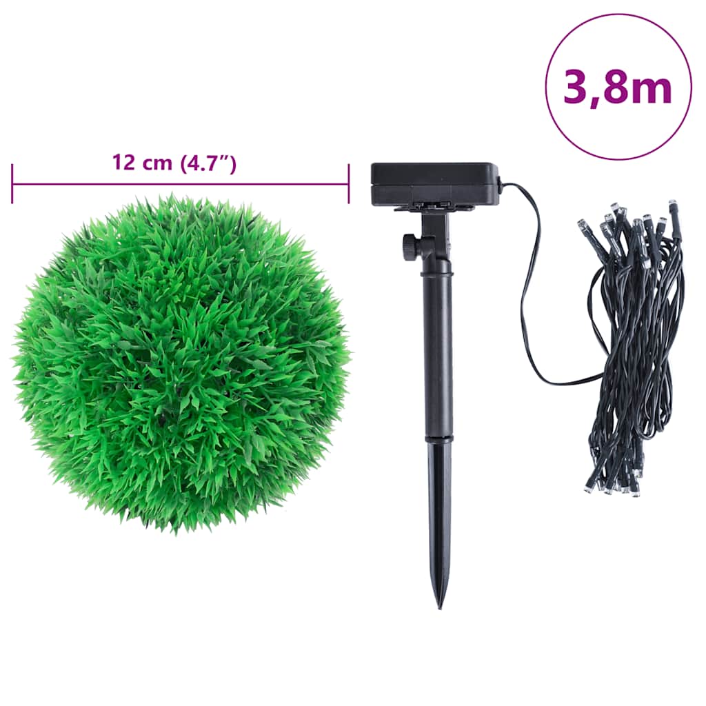 Artificial Boxwood Balls With Led Lights 4 Pcs Green