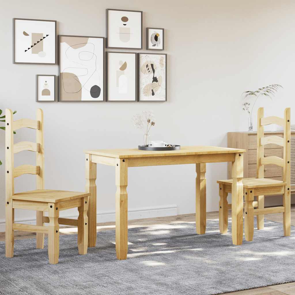 3 Piece Dining Set Panama Solid Wood Pine