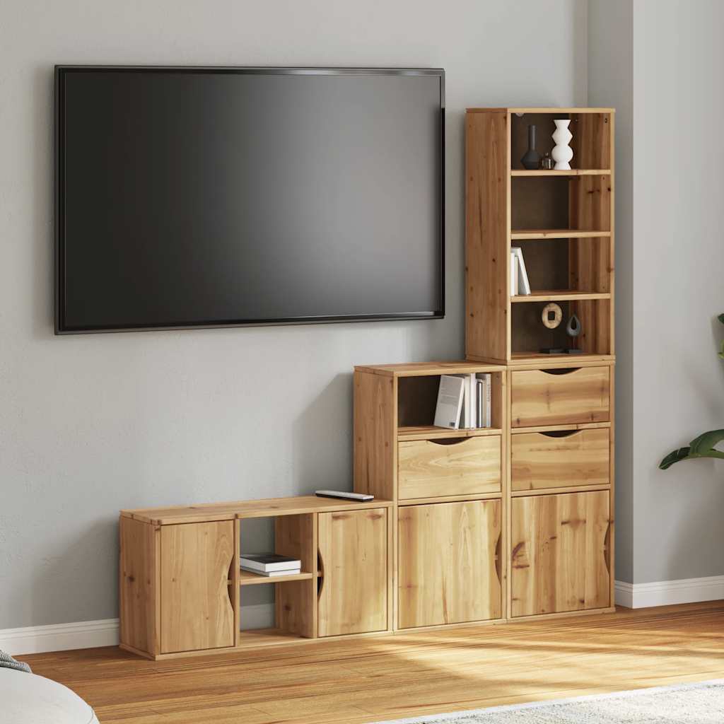 5 Piece Tv Units With Storage Odda Solid Wood Pine