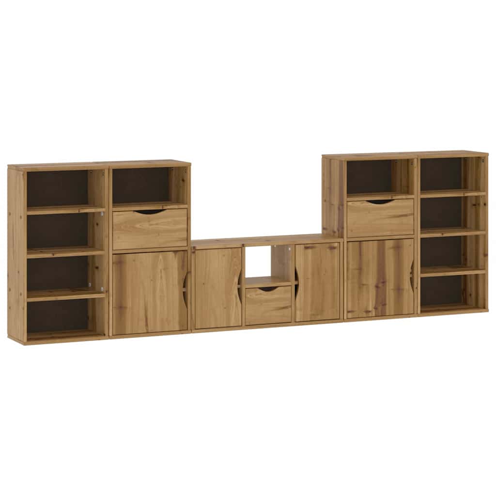5 Piece Tv Units With Storage Odda Solid Wood Pine