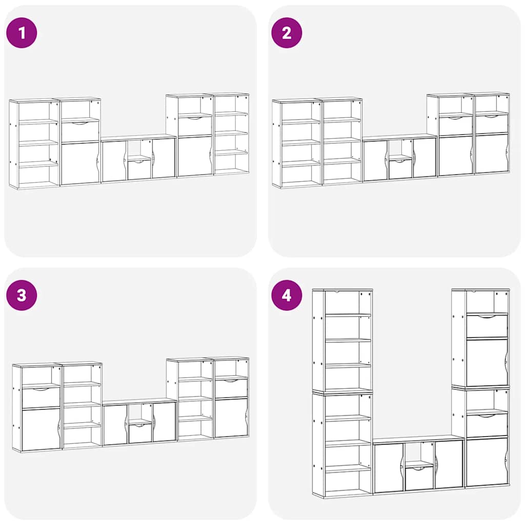 5 Piece Tv Units With Storage Odda Solid Wood Pine