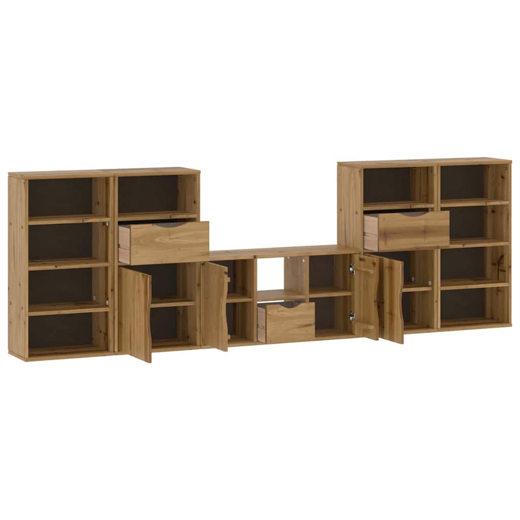 5 Piece Tv Units With Storage Odda Solid Wood Pine