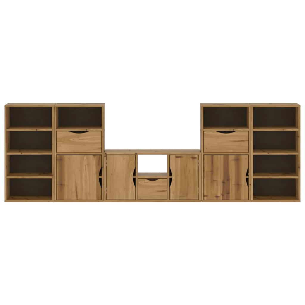 5 Piece Tv Units With Storage Odda Solid Wood Pine