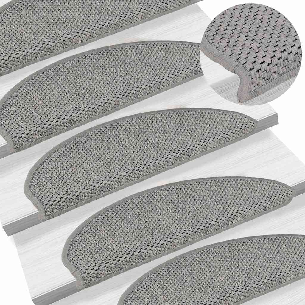 Stair Mats Self-Adhesive Sisal-Look 30 Pcs Silver